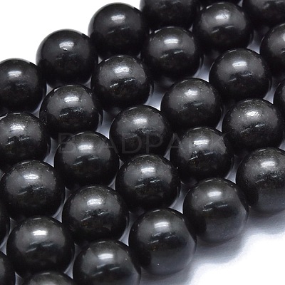 Natural Shungite Beads Strands G-M353-A04-6mm-1