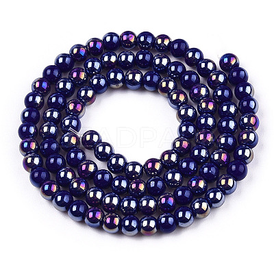 Electroplate Opaque Glass Beads Strands GLAA-T032-P4mm-AB03-1