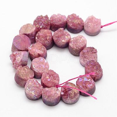 Electroplated Natural Druzy Quartz Crystal Bead Strands G-G889-01-1