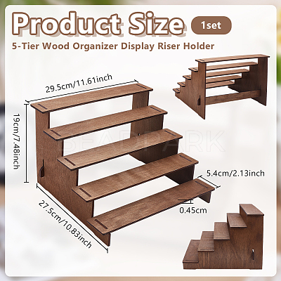 5-Tier Wood Organizer Display Riser Holder for Cupcake ODIS-WH0099-202-1