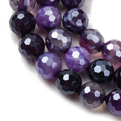 Electroplated Natural Agate Beads Strands G-B191-A07-6mm-10-1