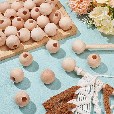 30Pcs Wood Beads WOOD-OC0004-40B-1
