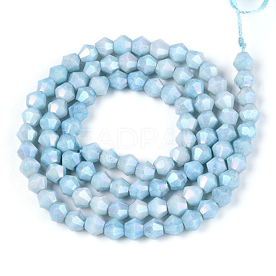 Anti-Tarnish Electroplate Bicone Glass Beads Strands EGLA-T021-4mm-16-08-1