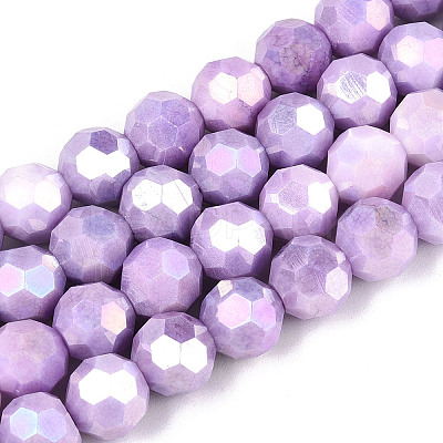 Anti-Tarnish Electroplate Glass Beads Strands X-EGLA-T021-8mm-15-08-1