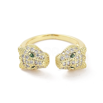 Rack Plating Adjustable Brass with Cubic Zirconia Rings RJEW-B060-03G-1