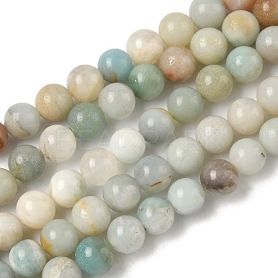 Natural Flower Amazonite Beads Strands G-F818-A01-6mm-1