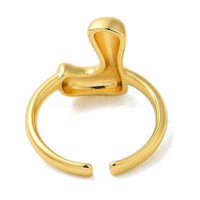 Initials Brass Open Cuff Ring for Women RJEW-N046-02L-G-1