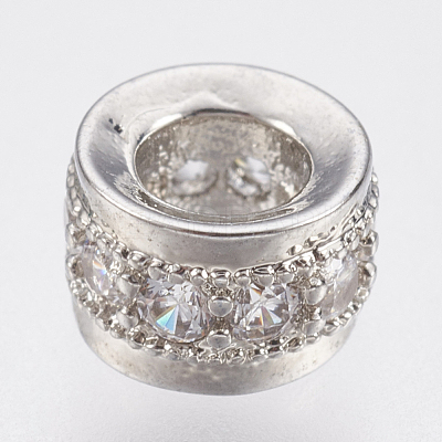 Brass Micro Pave Cubic Zirconia Beads ZIRC-F083-102P-RS-1