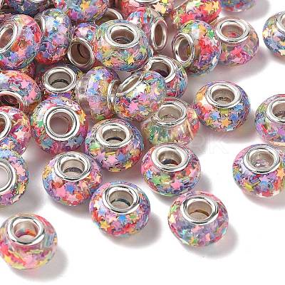 Transparent Resin Rondelle European Beads RESI-S023-07-1
