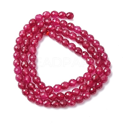 Lab Grown Red Corundum Beads Strands G-Z123-A01-4mm-1