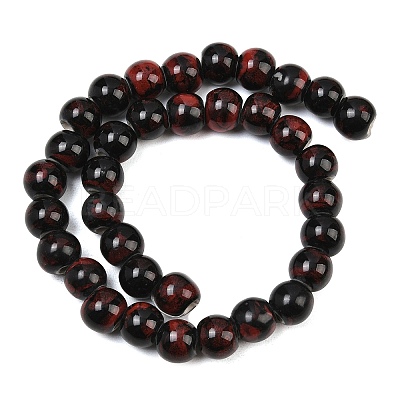 Handmade Fancy Antique Glazed Porcelain Ceramic Round Beads Strands PORC-L019-10mm-M-1