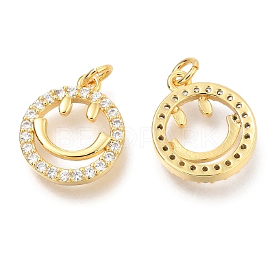 Brass Micro Pave Clear Cubic Zirconia Charms ZIRC-O036-31G-1