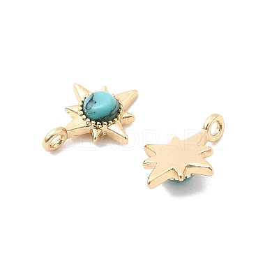 Synthetic Turquoise Star Charms with Brass Settings KK-A277-05G-1
