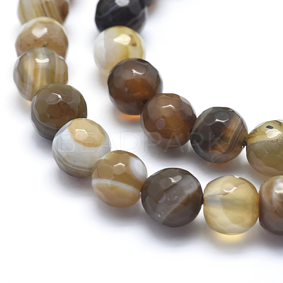 Natural Striped Agate/Banded Agate Beads G-J371-14-14mm-1