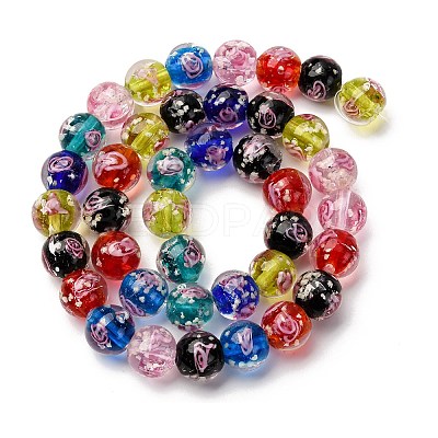 Luminous Handmade Glod Sand Lampwork Beads Strands LAMP-B028-03R-10mm-1