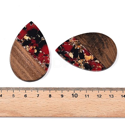 Transparent Resin & Walnut Wood Big Pendants RESI-T058-05F-1