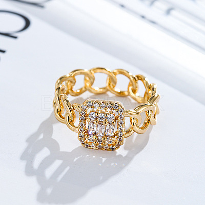 Brass Micro Pave Clear Cubic Zirconia Finger Rings FS-WGF0A01-07-1