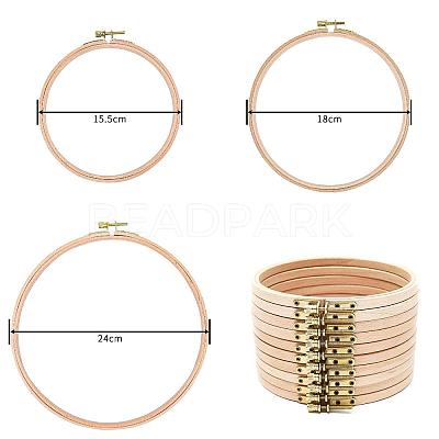 4Pcs 4 Styles Beechwood Round Embroidery Hoops DIY-AR0004-91-1