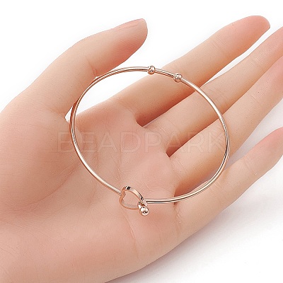 Stainless Steel Hollow Out Heart Bangle BJEW-YW0001-08RG-1