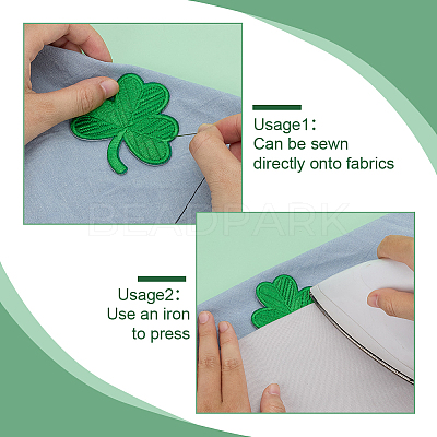 34Pcs 4 Styles Clover Embroidered Cloth Patch PATC-FG0003-43-1