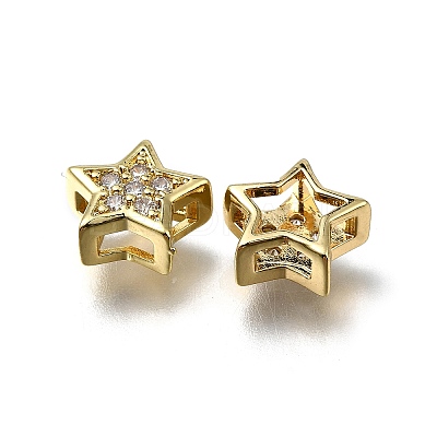 Star Brass Micro Pave Clear Cubic Zirconia Slide Charms LS-ZIRC-I070-013G-1