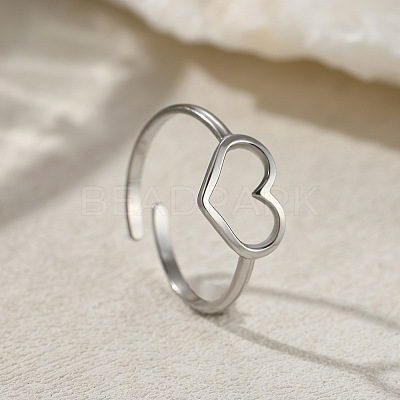 Heart 201 Stainless Steel Cuff Rings for Women FS-WG26F46-02-1