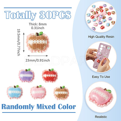 30Pcs Opaque Resin Cabochons RESI-TA0005-79D-1