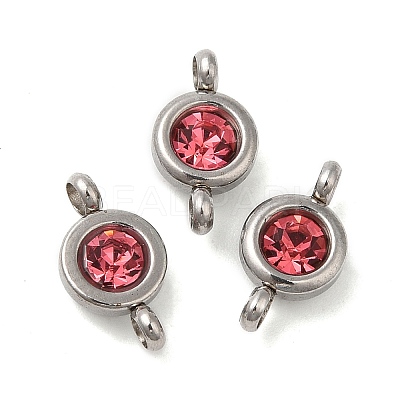 304 Stainless Steel Single Rhinestone Connector Charms STAS-E194-13P-M-1