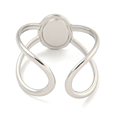 Non-Tarnish 304 Stainless Steel Oval Cuff Ring Components X-RJEW-A043-07P-1