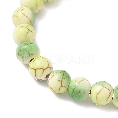 Baking Paint Synthetic Turquoise Round & Tortoise Beads Stretch Bracelets for Men Women BJEW-JB12340-03-1