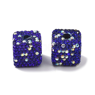 Cube Shape Polymer Clay Rhinestone Beads CLAY-NH0001-08-1