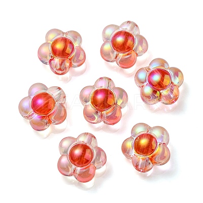 UV Plating Rainbow Iridescent Transparent Acrylic Beads OACR-C007-11B-1