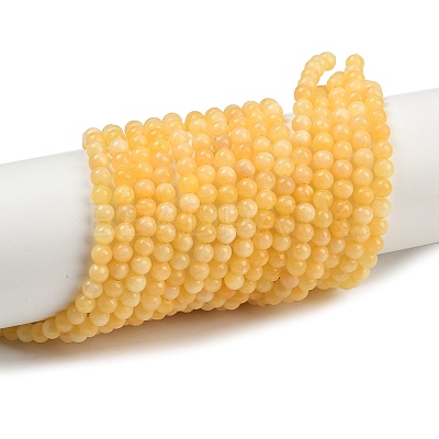 Natural Yellow Jade Bead Strands G-K121-01-4mm-1
