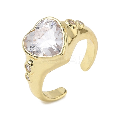 Brass Pave Cubic Zirconia Cuff Open Rings for Women RJEW-L343-08G-01-1