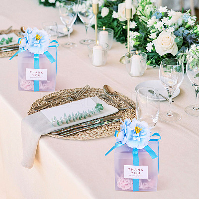 Clear PVC Candy Gift Packaging Boxes with Ribbon & Artificial Flower CON-TAC0001-20B-1