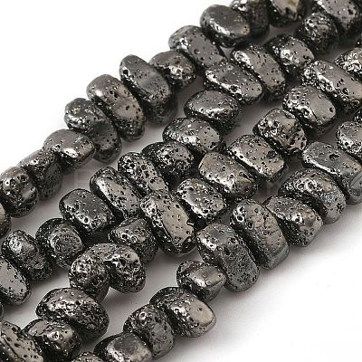 Electroplated Natural Lava Rock Beads Strands G-L606-D02-01D-1