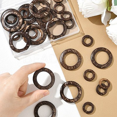 35Pcs Wood Jewelry Findings Coconut Linking Rings COCO-YW0001-01-1