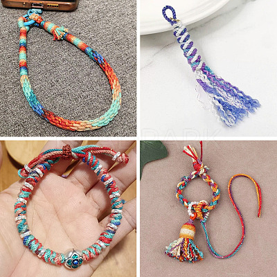 5 Rolls 5 Colors Segment Dyed Macrame Cotton Cord OCOR-TA0004-05B-1