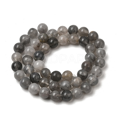 Natural Gemstone Cloudy Quartz Faceted Round Bead Strands G-O021-8mm-03B-1