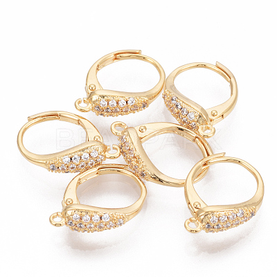 Brass Cubic Zirconia Leverback Earring Findings X-KK-S340-45G-1