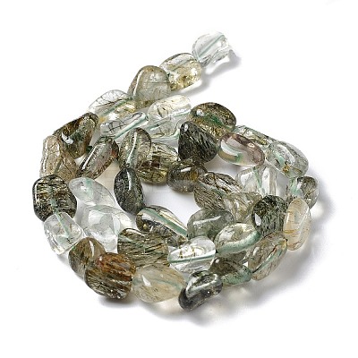 Natural Green Rutilated Quartz Beads Strands G-I351-B09-1