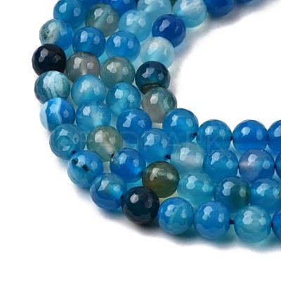 Natural Striped Agate/Banded Agate Beads G-J371-01-8mm-1