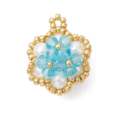 Glass Seed Beaded Pendants PALLOY-MZ01288-02-1