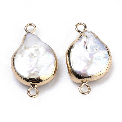 Plated Natural Baroque Pearl Keshi Pearl Links connectors PEAR-S012-01-1