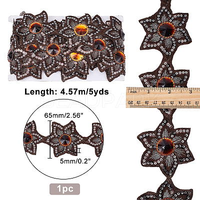 Iron on/Sew on Ethnic Style Embroidery Flower Polyester Lace Ribbons OCOR-WH0060-47D-1