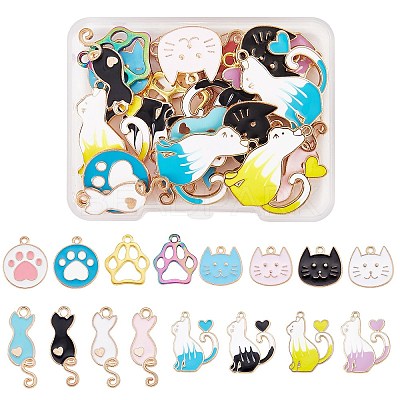 32Pcs 16 Style Alloy Enamel Pendants ENAM-SZ0003-11-1