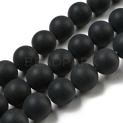 Grade A Natural Black Agate Beads Strands G447-6-1