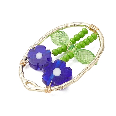 Glass Seed Beaded & Handmade Millefiori Glass Pendants PALLOY-MZ00901-02-1