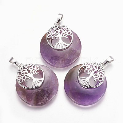 Natural Amethyst Pendants G-F573-C20-1