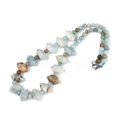 Natural Flower Amazonite Round & Cone Beaded Necklaces NJEW-N064-03J-1